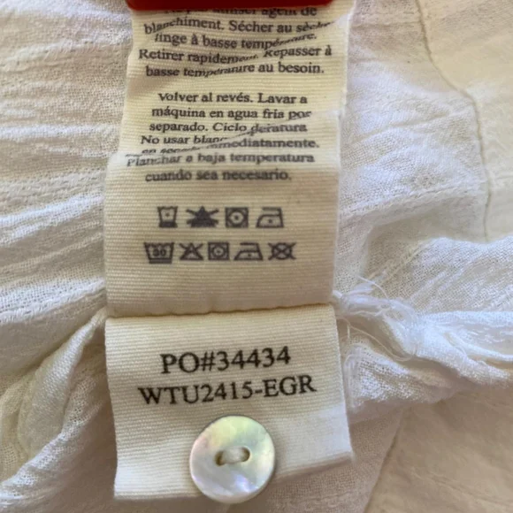 Faherty Ivory Textured Cap Sleeve Blouse - Picture 8 of 8